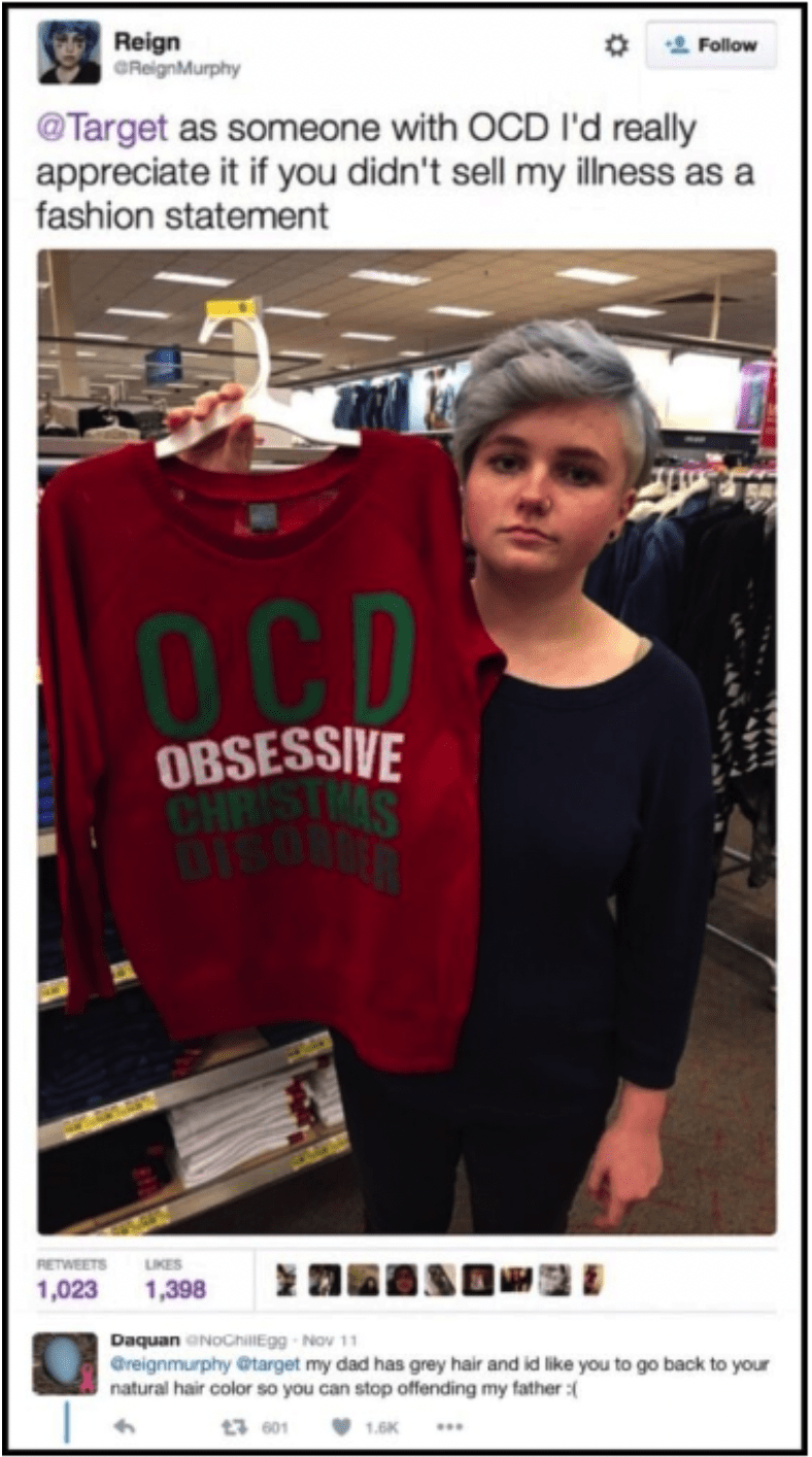 Woman says Target sweater is “very upsetting,” and Target responds, “Get over it.”