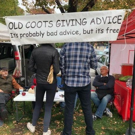 A group of elderly pals put up the ‘Old Coots’ stall at the farmers market; what follows is disturbing.