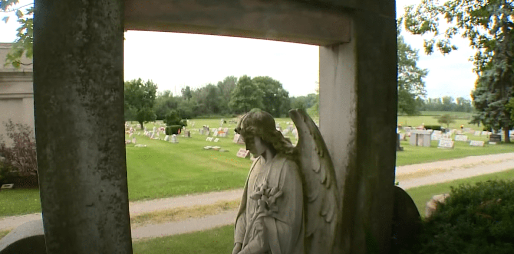 When a Women get close to a memorial stone, they believe no one is observing them, yet the camera catches them.