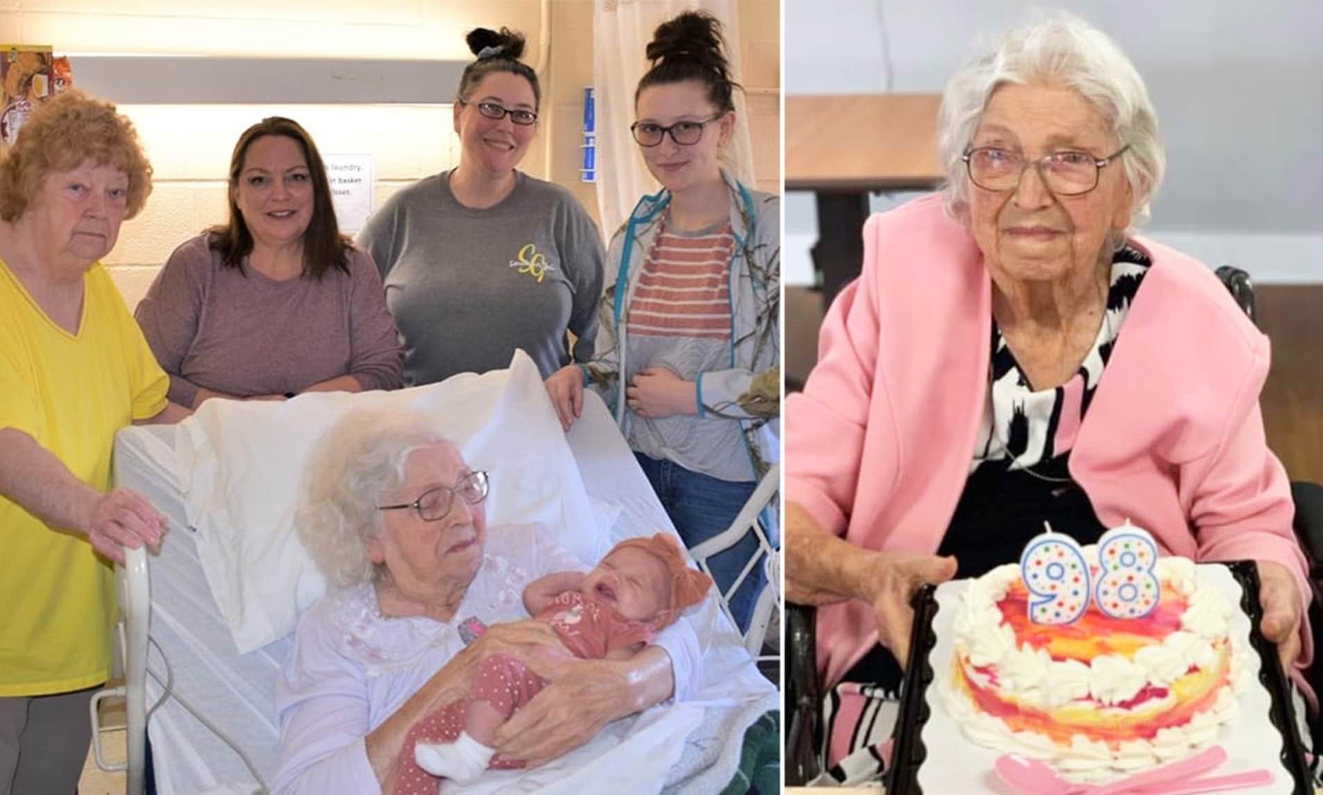 98 year old Kentucky woman with over 230 great great grandchildren meets her great great great grandchild for the first time in amazing photo with 6 generations in it