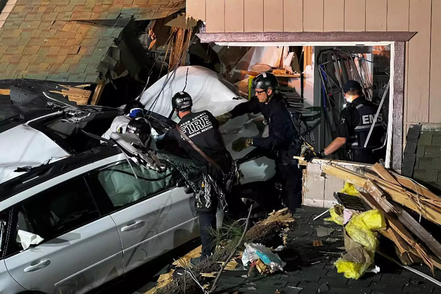 Driver Injured After Crashing Through Second Story of Calif. Home, Landing on Top of Carport