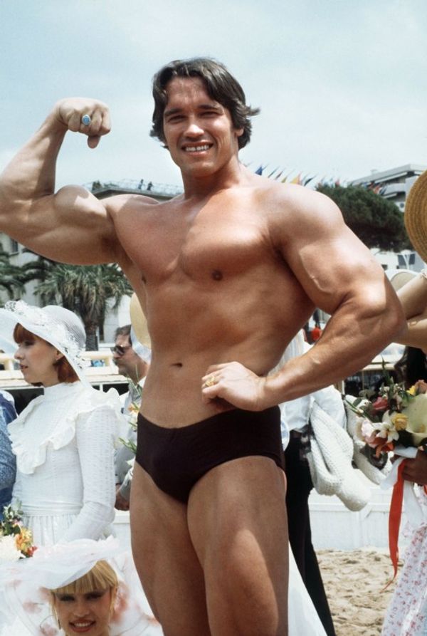 Arnold Schwarzenegger posing during the 38th Cannes film festival