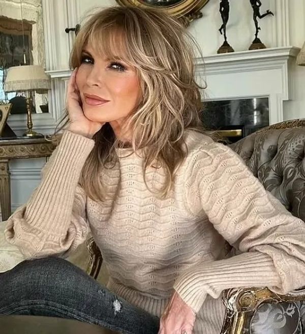 Jaclyn Smith in camel-colored knit sweater - Nordstrom Rack Collection