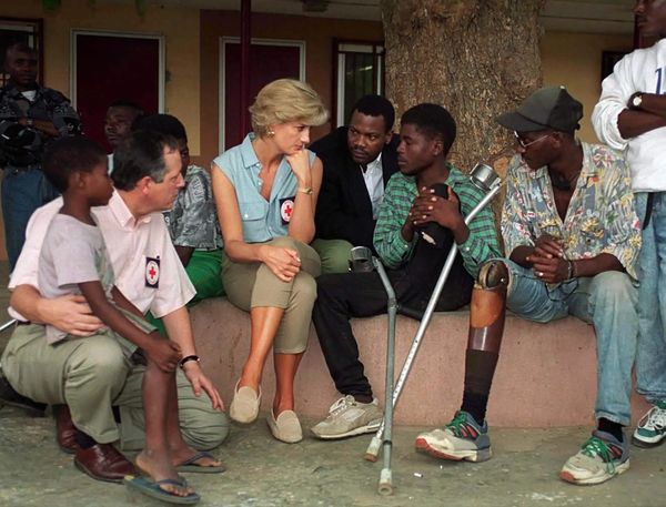 Princess Diana visiting landmine victims