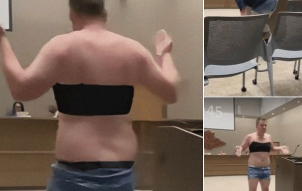 Dad strips down at school board meeting to make a point